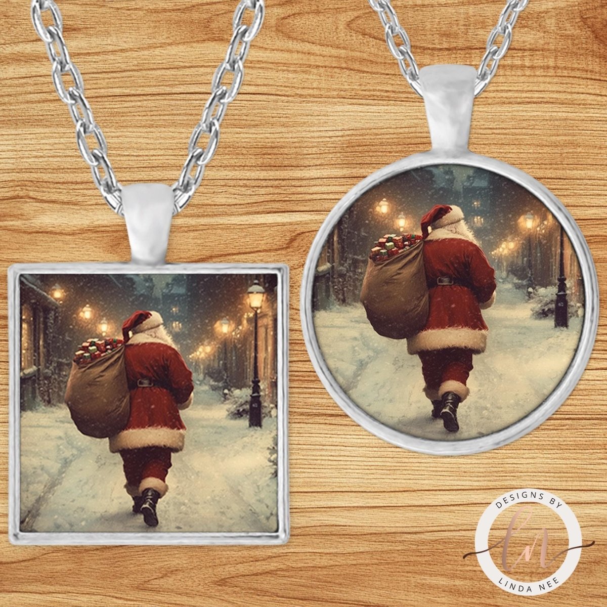 Vintage Santa Claus Pendant Necklace