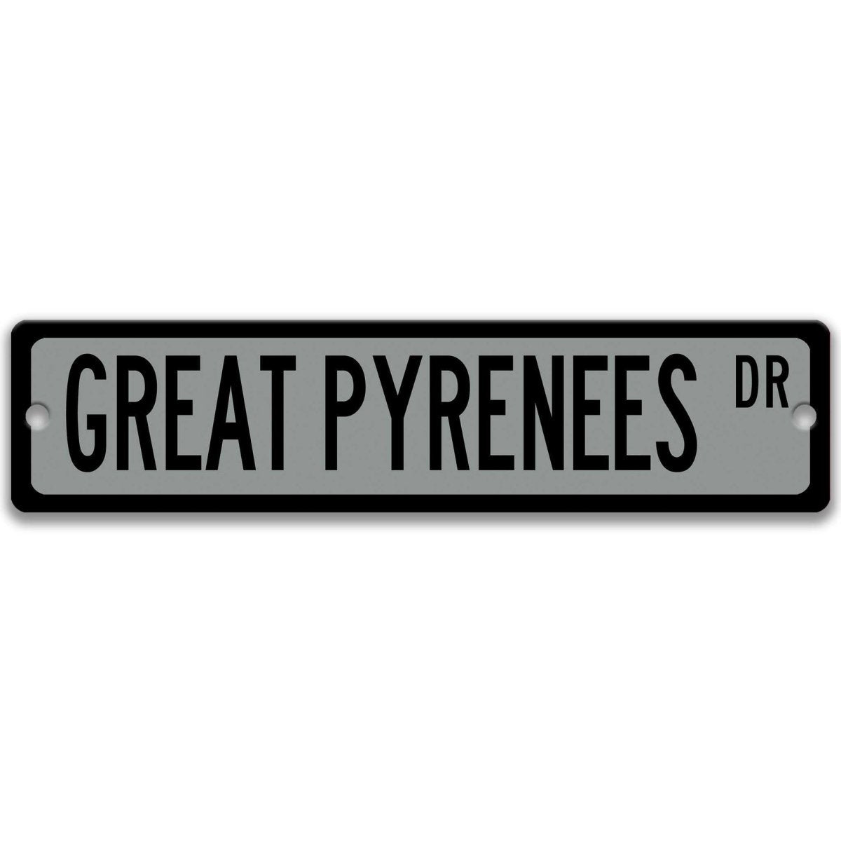 Brown Great Pyrenees DR aluminum street sign with white lettering