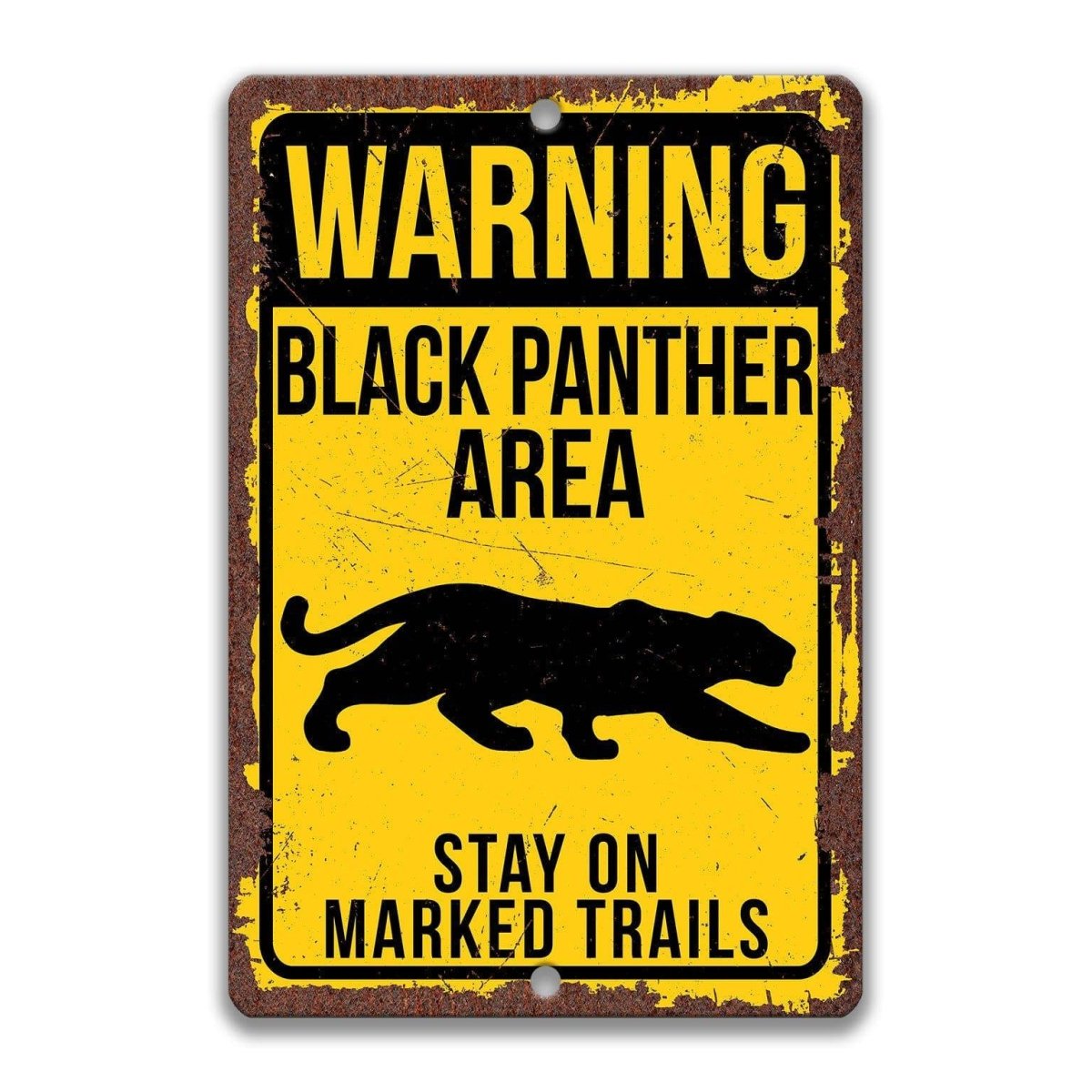 Warning Black Panther Area Metal Sign