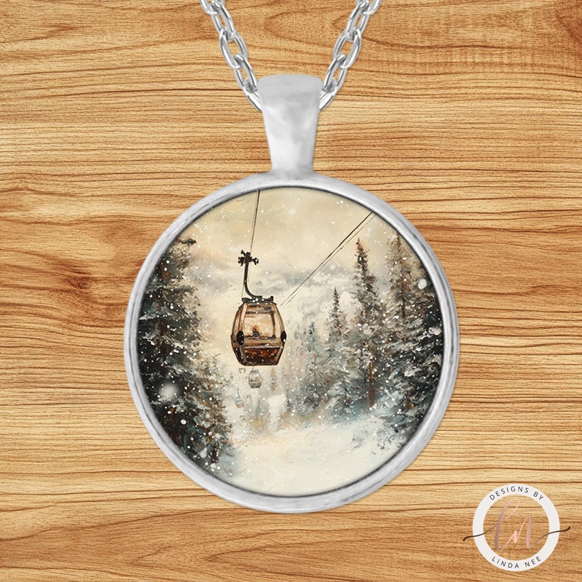 Vintage Ski Lift Gondola Pendant Necklace