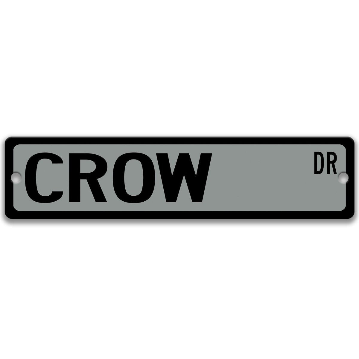 Crow metal street sign, brown background, with crow silhouette design