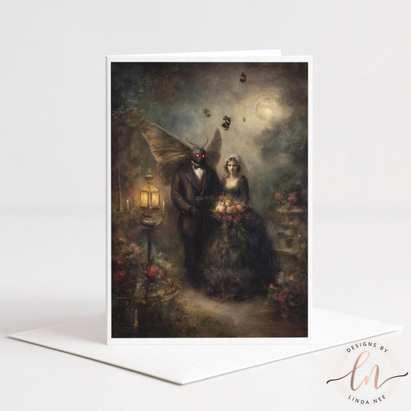 Gothic Mothman Wedding Romance Note Card