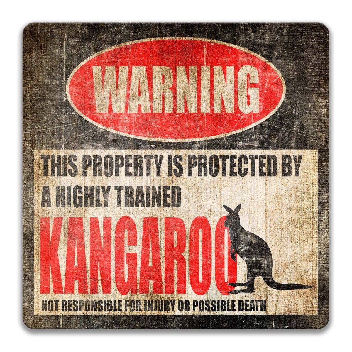 Funny Kangaroo Warning Metal Sign