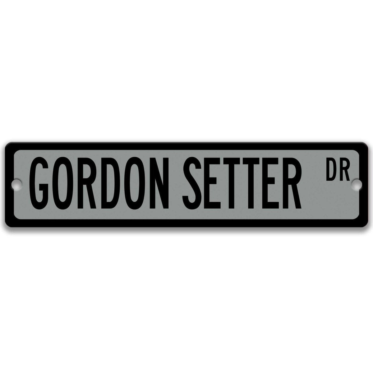 Red Gordon Setter DR aluminum street sign with white lettering
