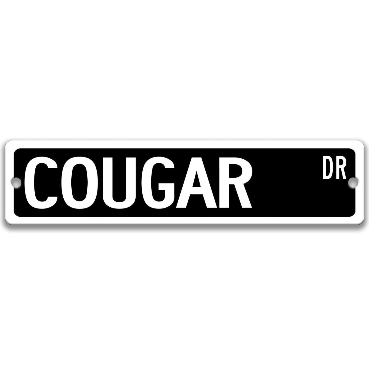 Cougar metal street sign in black background