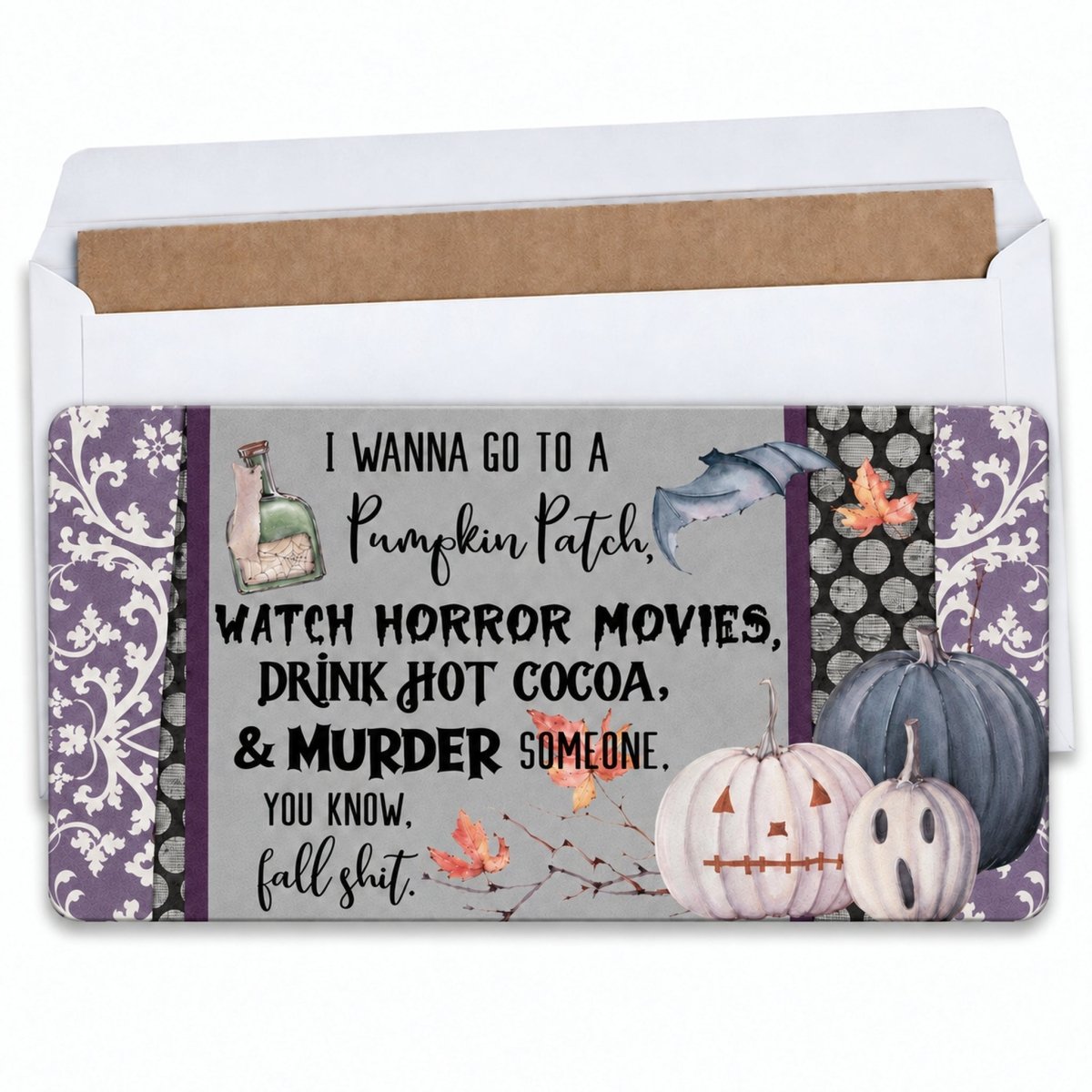Funny Fall Pumpkin Patch sign packaged as a gift with a thank you note