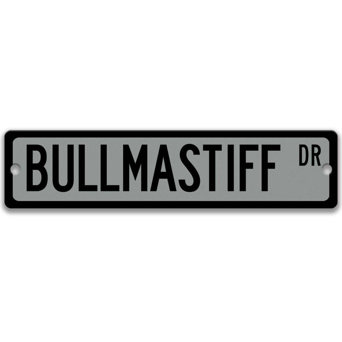 Green Bullmastiff DR aluminum street sign with white lettering