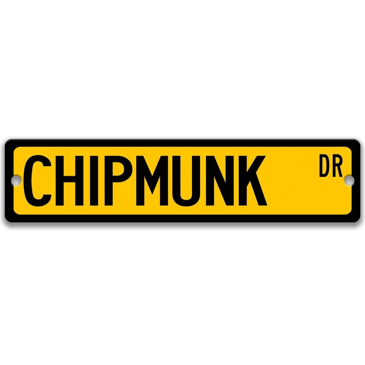 Chipmunk metal street sign in yellow background