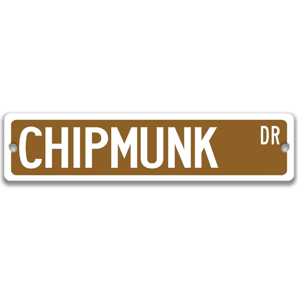 Chipmunk metal street sign in brown background