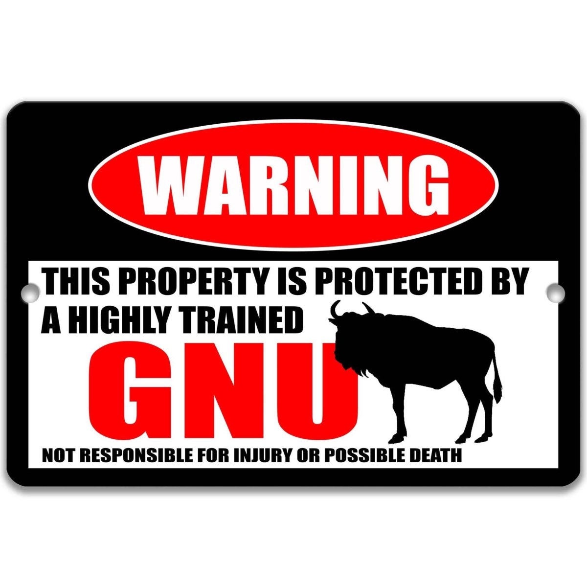 Gnu Safari Animal Warning Sign
