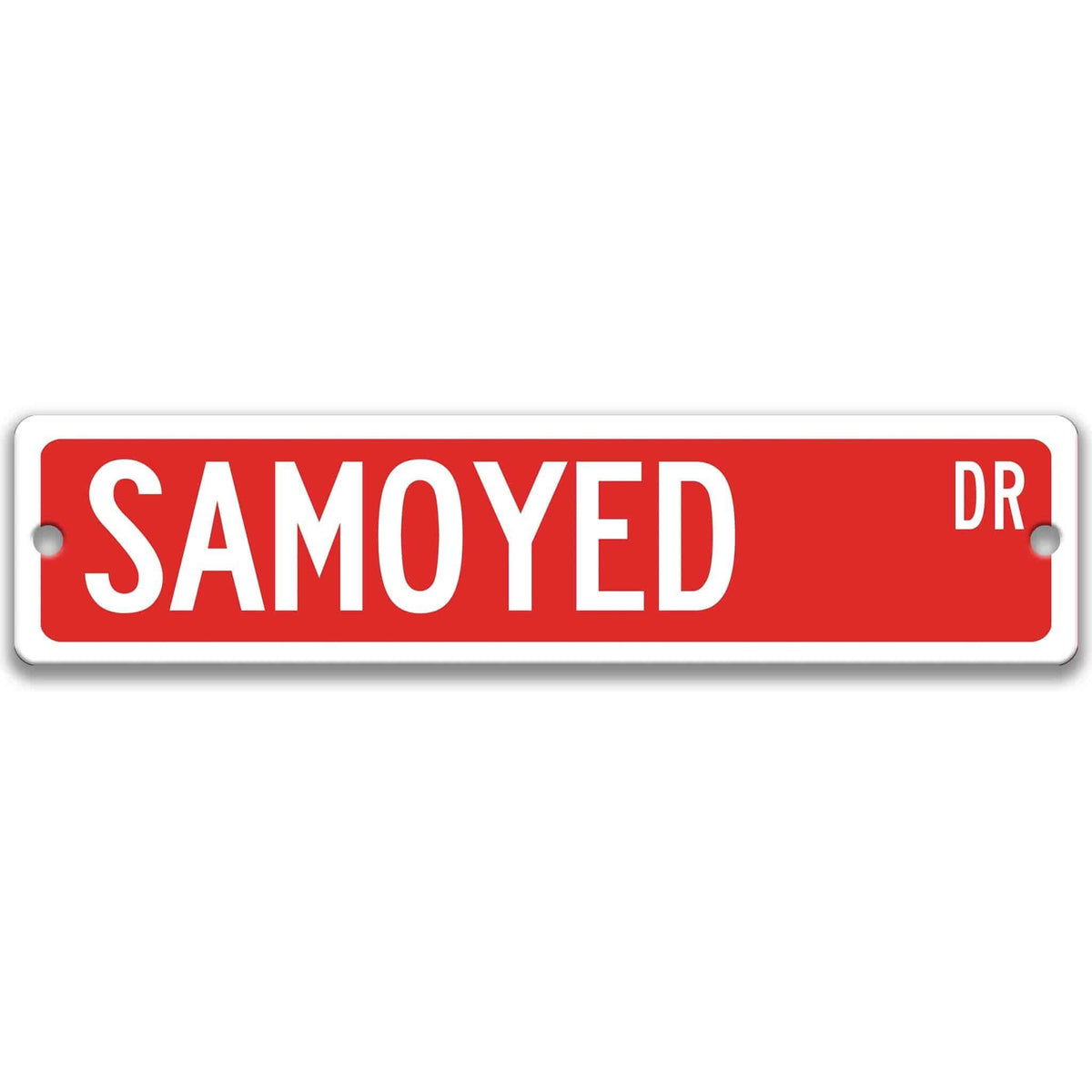 Blue Samoyed Dog DR aluminum street sign with white lettering