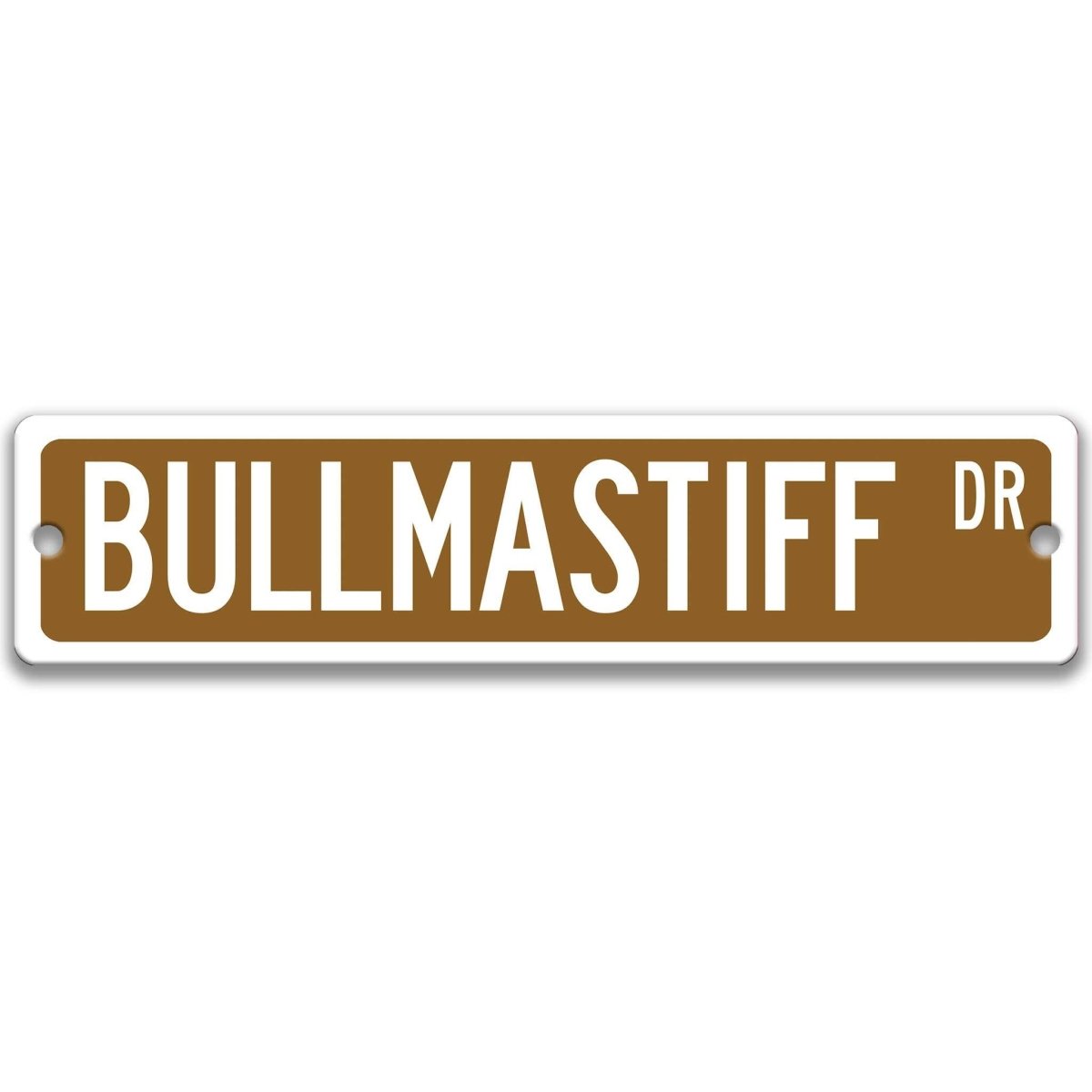 Gray Bullmastiff DR aluminum street sign with black lettering