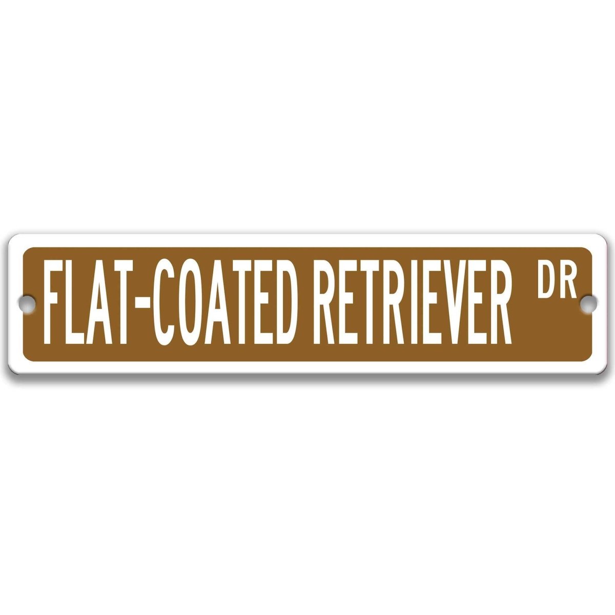 Gray Flat-Coated Retriever DR aluminum street sign with black lettering