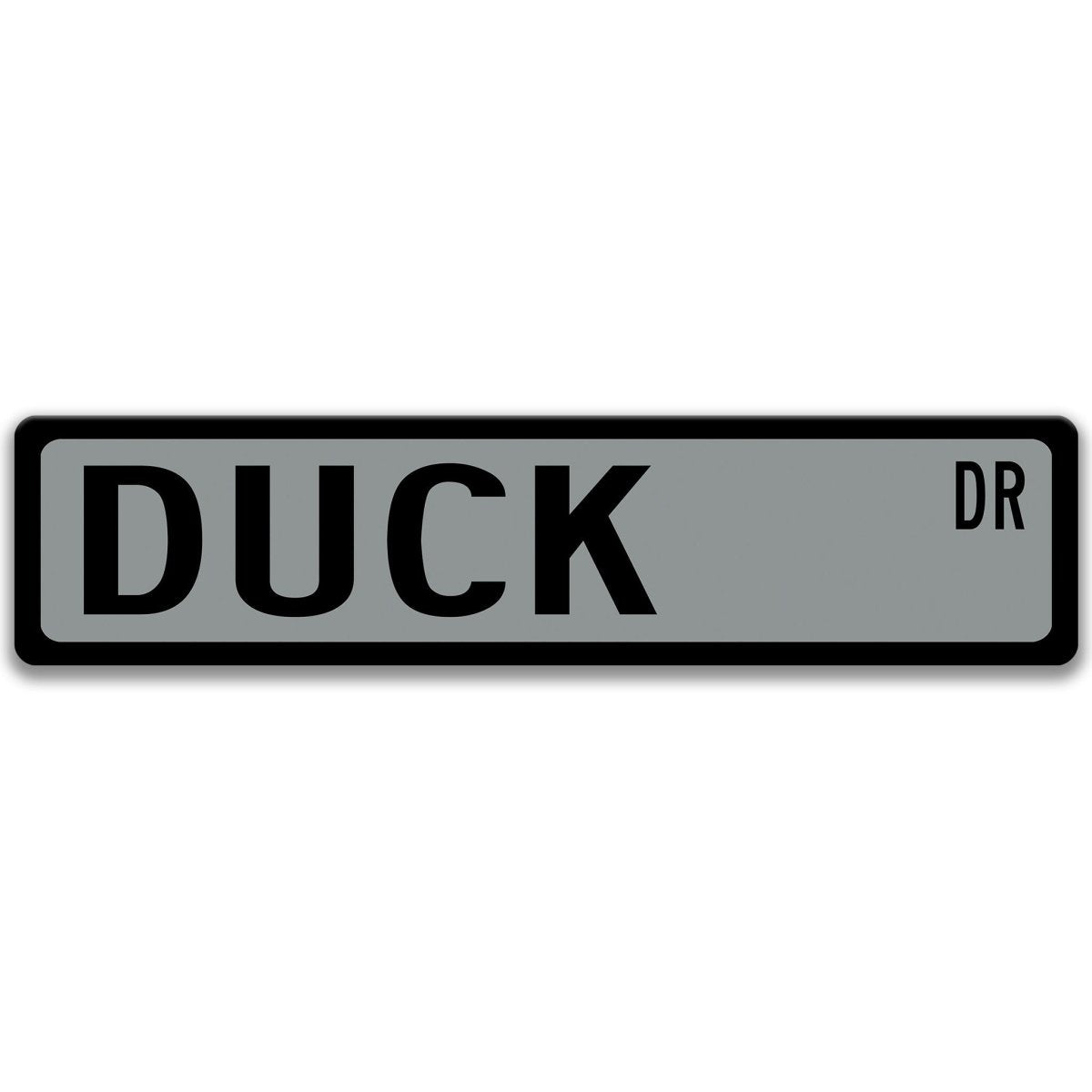 Duck metal street sign with black duck silhouette, customizable background color, heavy gauge aluminum