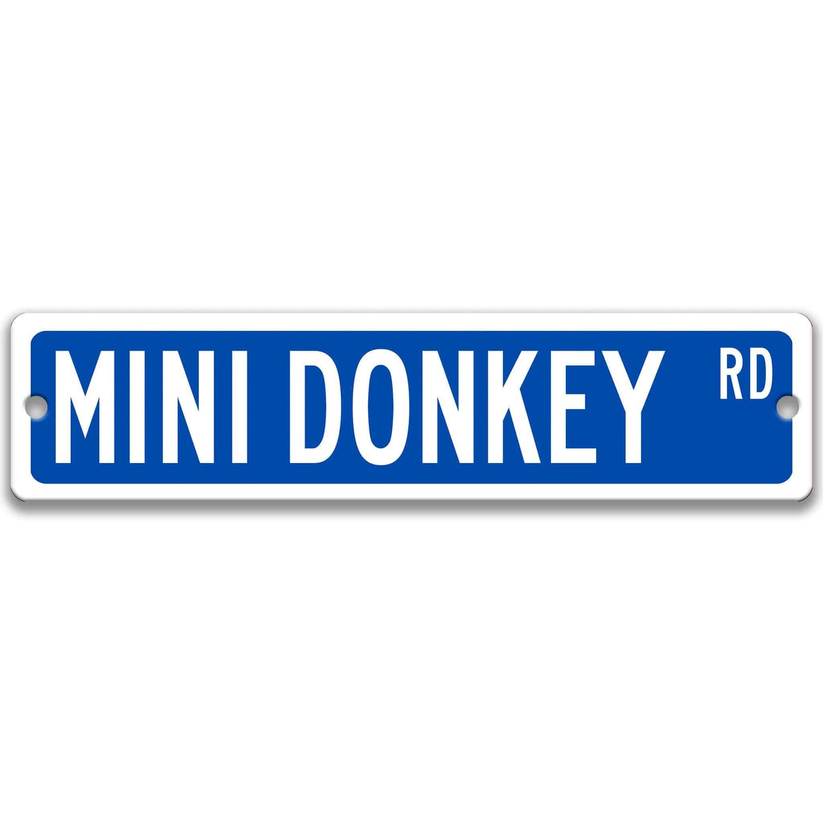 Miniature donkey metal street sign with black donkey silhouette, customizable background color, heavy gauge aluminum