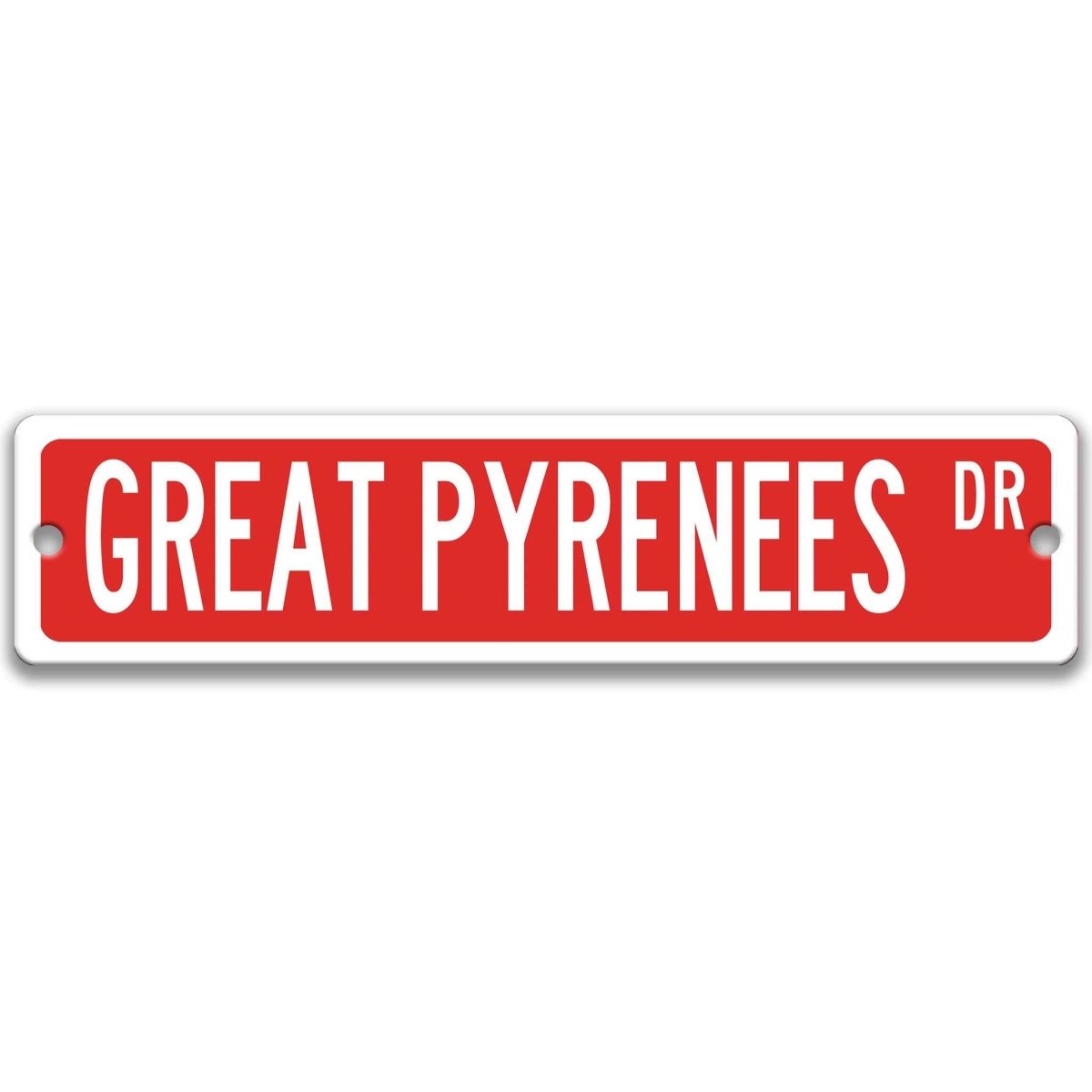 Blue Great Pyrenees DR aluminum street sign with white lettering