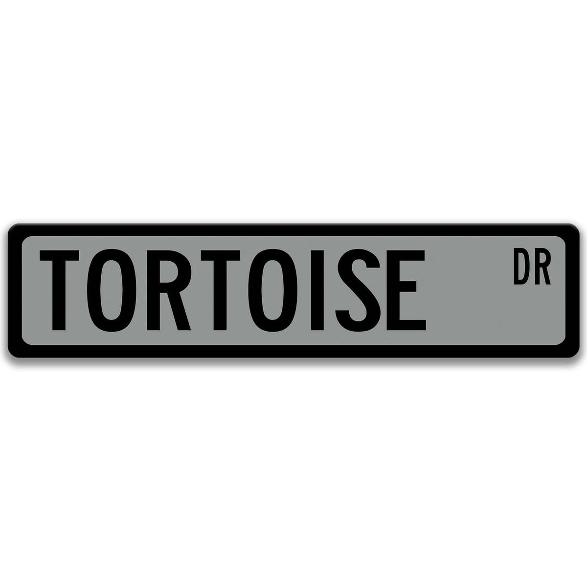 Tortoise Street Name metal sign with gray background