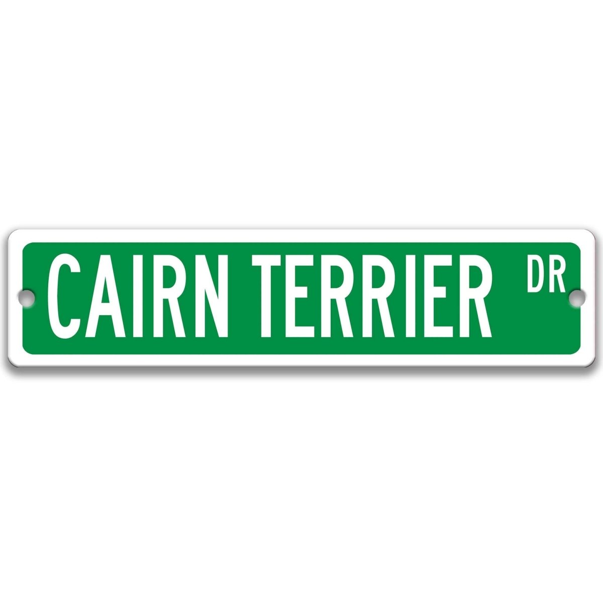 Brown Cairn Terrier DR aluminum street sign with white lettering