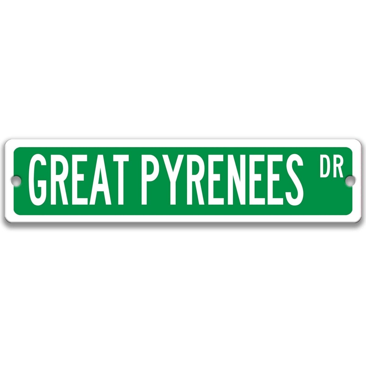 Gray Great Pyrenees DR aluminum street sign with black lettering