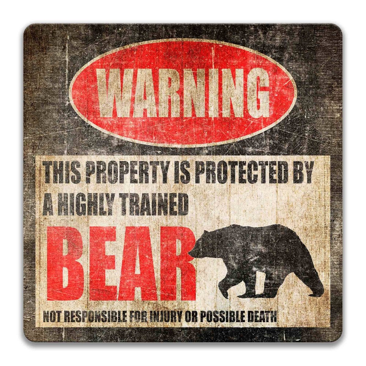 Bear Outdoor Warning Metal Sign