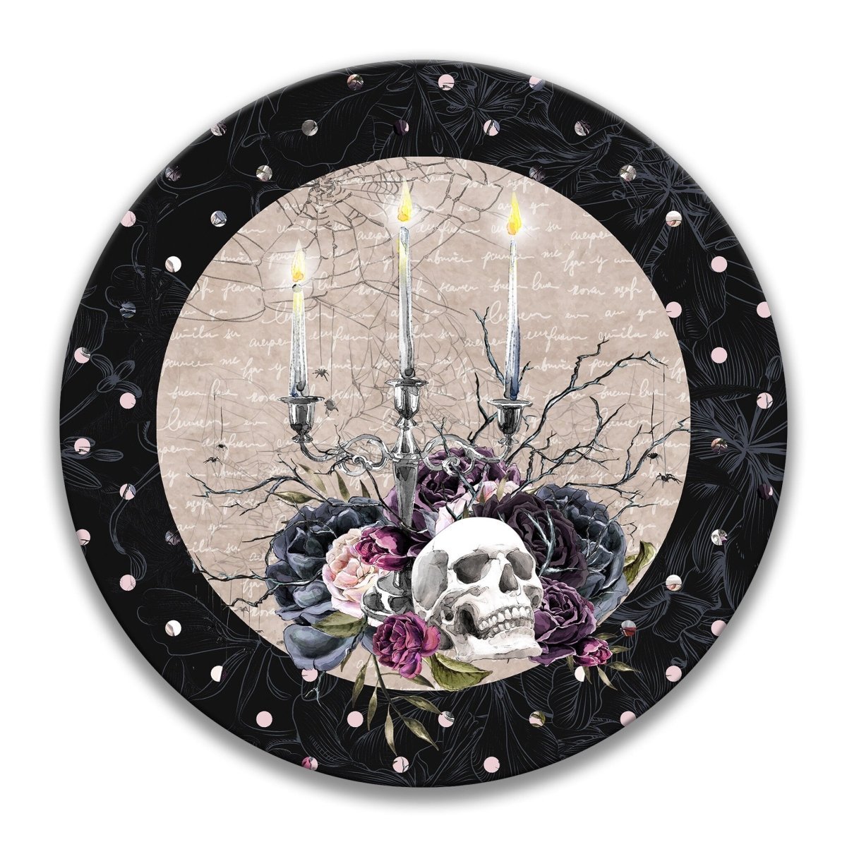 Skull Candelabra Halloween Wreath Sign
