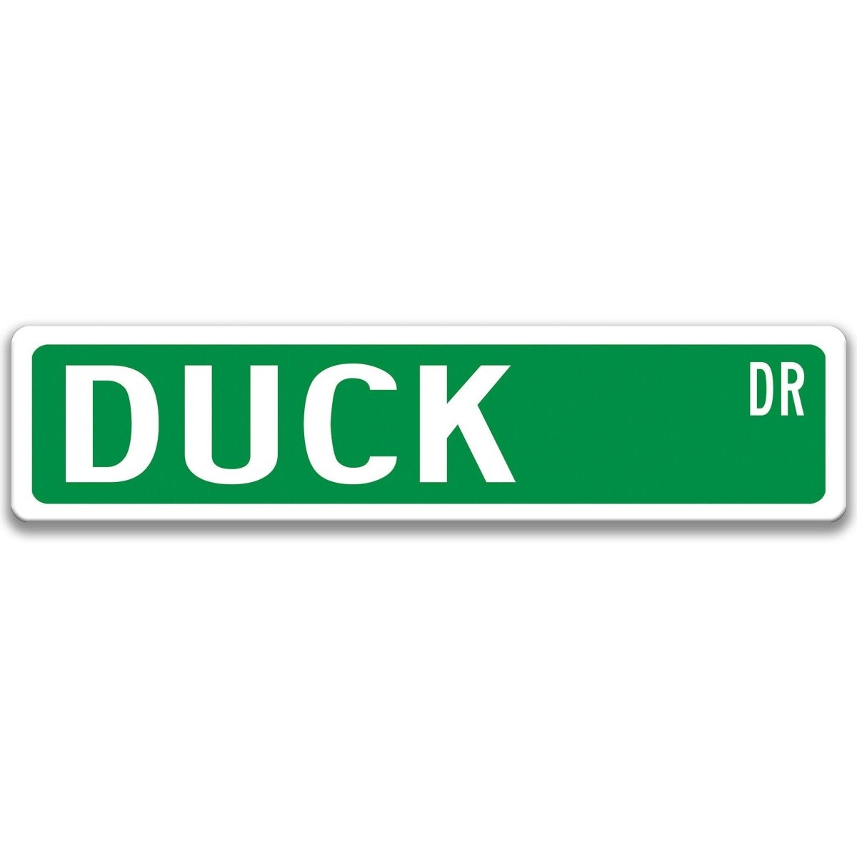 Duck metal street sign with black duck silhouette, customizable background color, heavy gauge aluminum