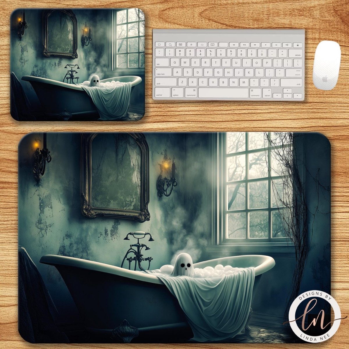 Ghost in the Bath Tub Mouse Pad & Desk Mat