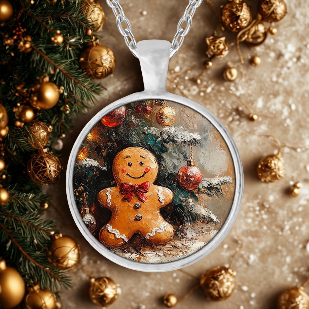 Vintage Gingerbread Man Pendant Necklace