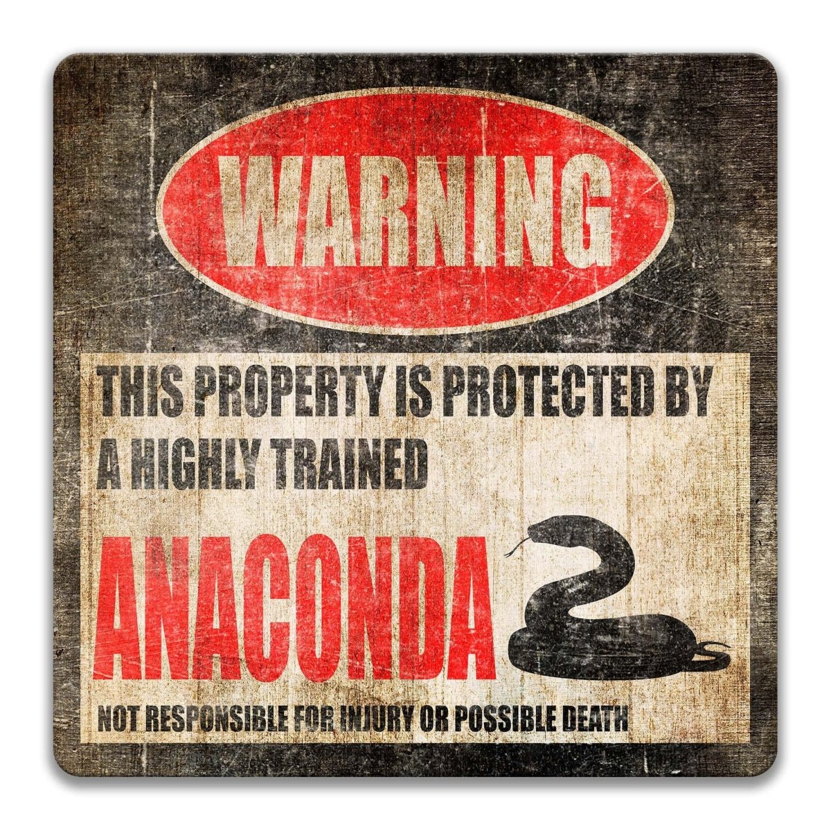 Anaconda Warning Metal Reptile Sign