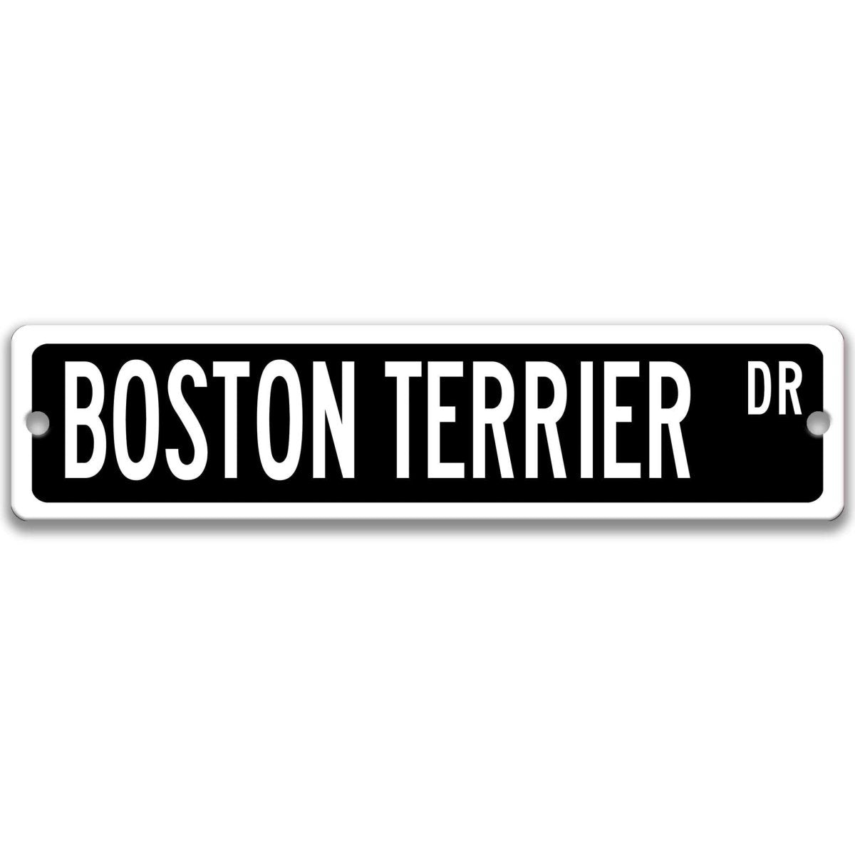 Green Boston Terrier DR aluminum street sign with white lettering