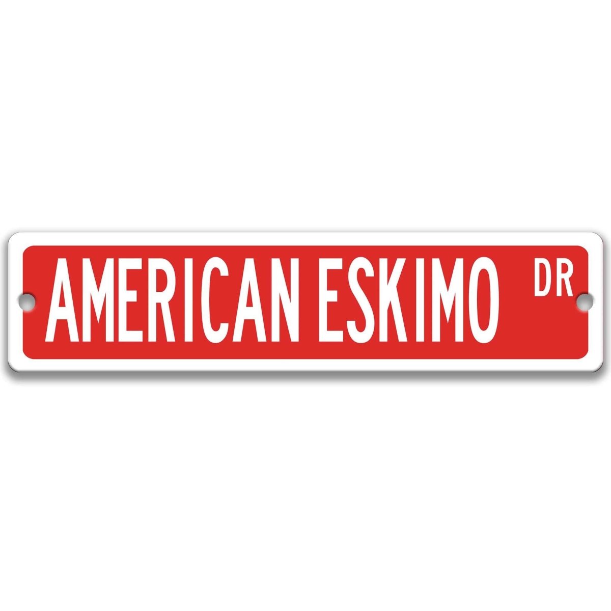 Brown American Eskimo DR aluminum street sign with white lettering