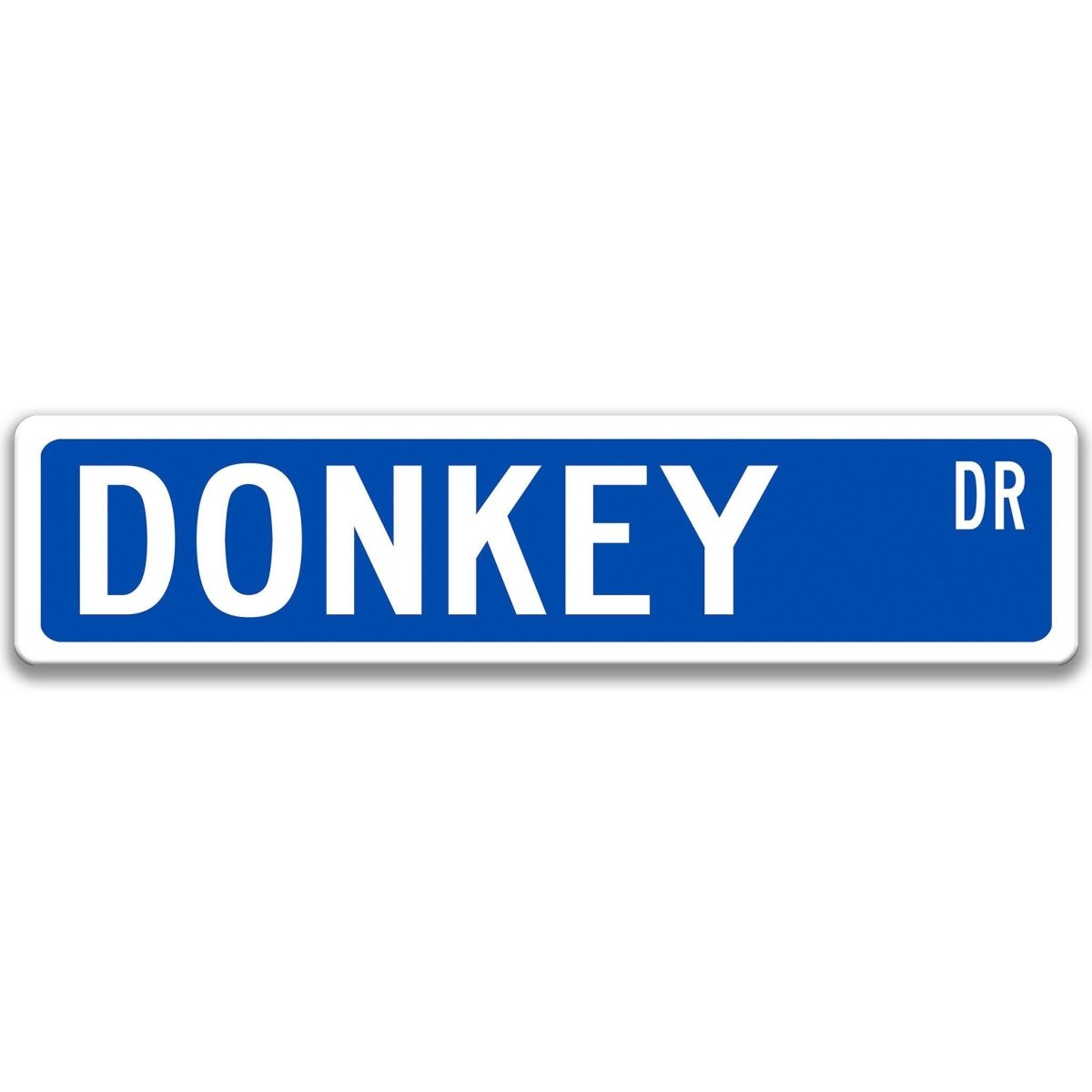 Donkey metal street sign with black donkey silhouette, customizable background color, heavy gauge aluminum