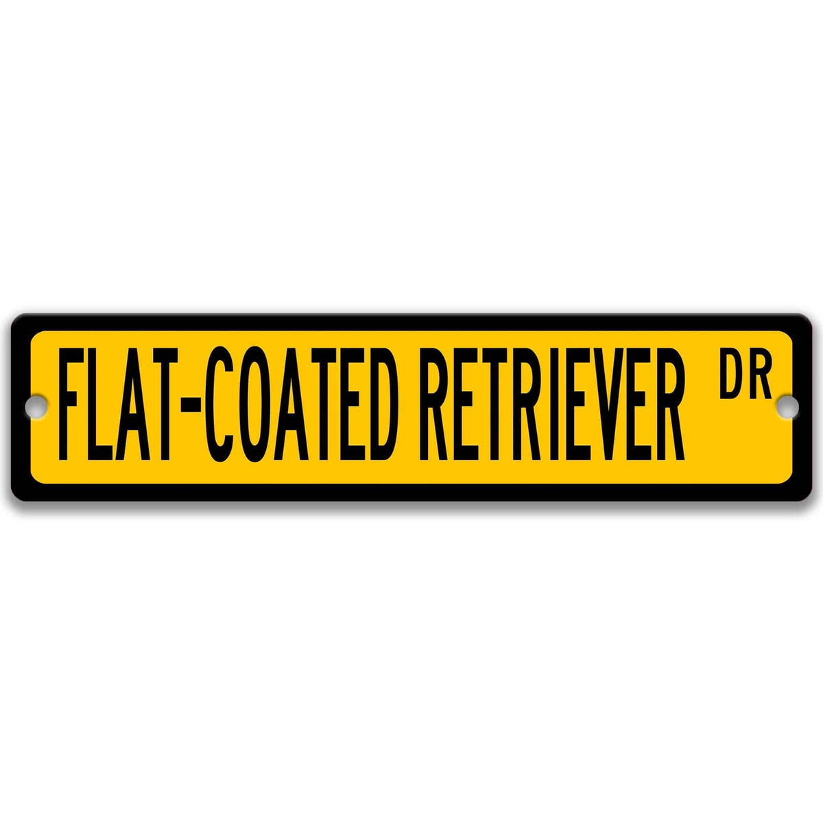 Blue Flat-Coated Retriever DR aluminum street sign with white lettering