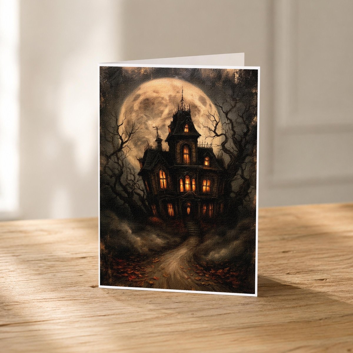 Victorian haunted house 5x7 Halloween note card front