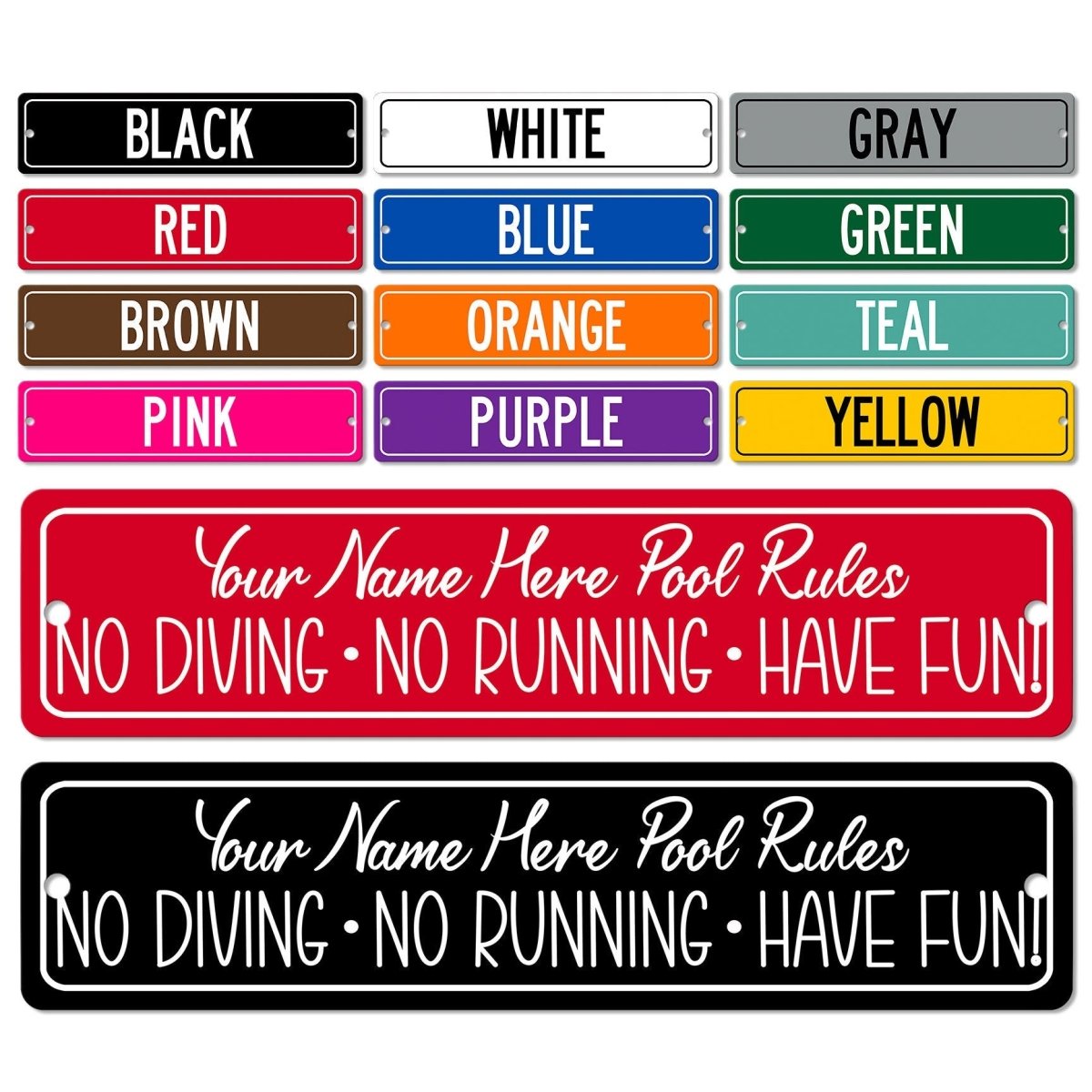 Personalized Family Pool Rules Metal Sign