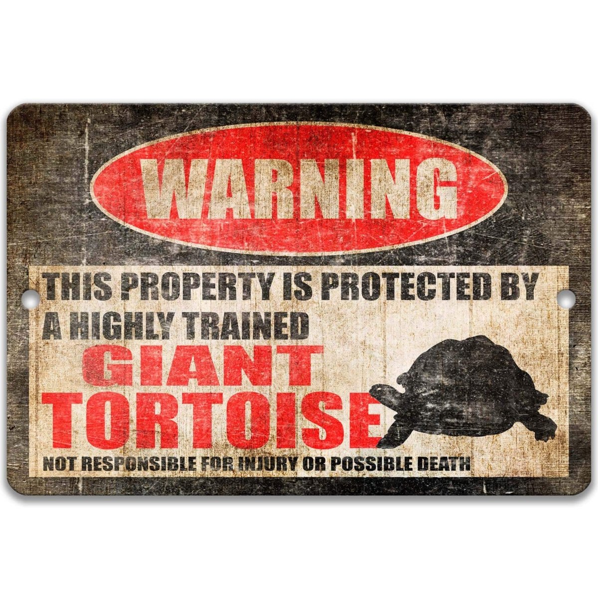 Giant Tortoise Warning Metal Sign