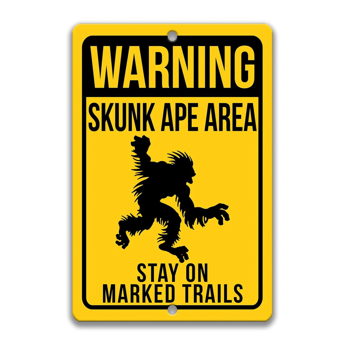 Skunk Ape Yellow Warning Metal Sign
