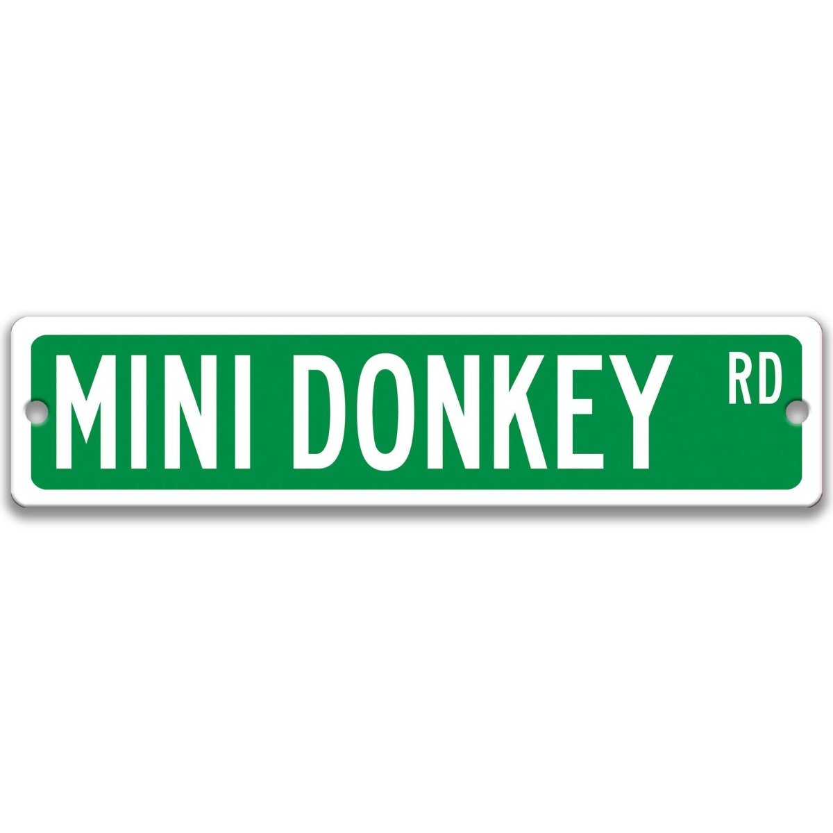 Miniature donkey metal street sign with black donkey silhouette, customizable background color, heavy gauge aluminum