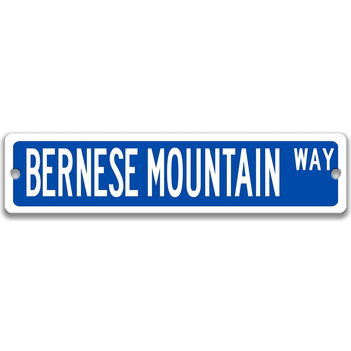 Blue Bernese Mountain Dog DR aluminum street sign with white lettering