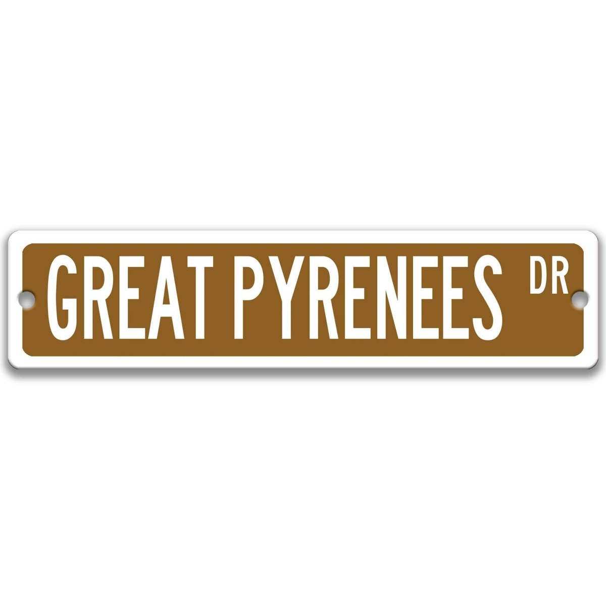 Red Great Pyrenees DR aluminum street sign with white lettering