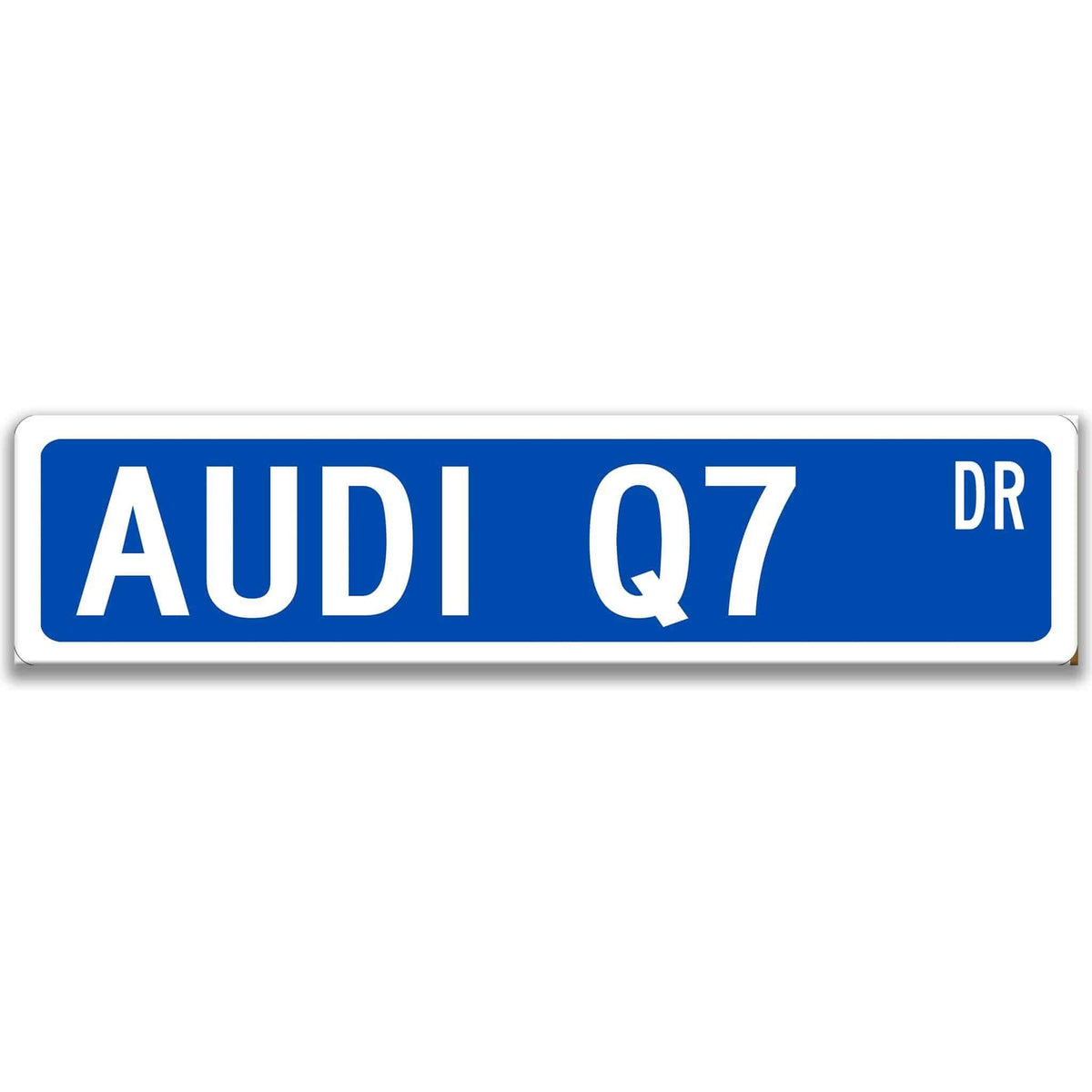 Blue Audi Q7 DR aluminum street sign with white lettering