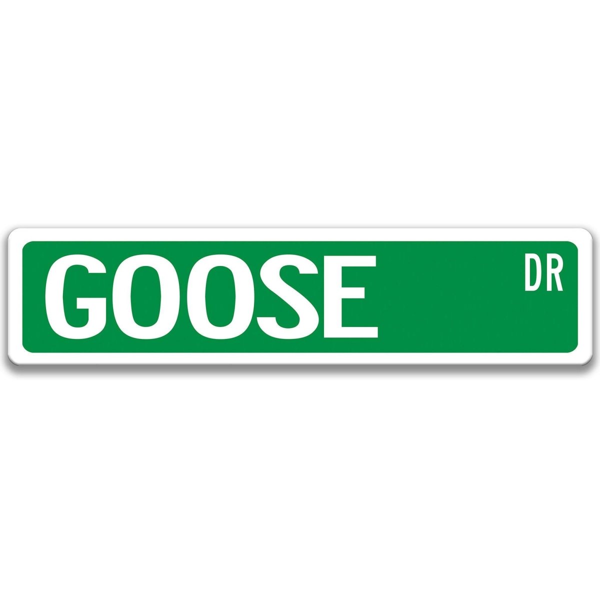 Goose metal street sign with black goose silhouette, customizable background color, heavy gauge aluminum