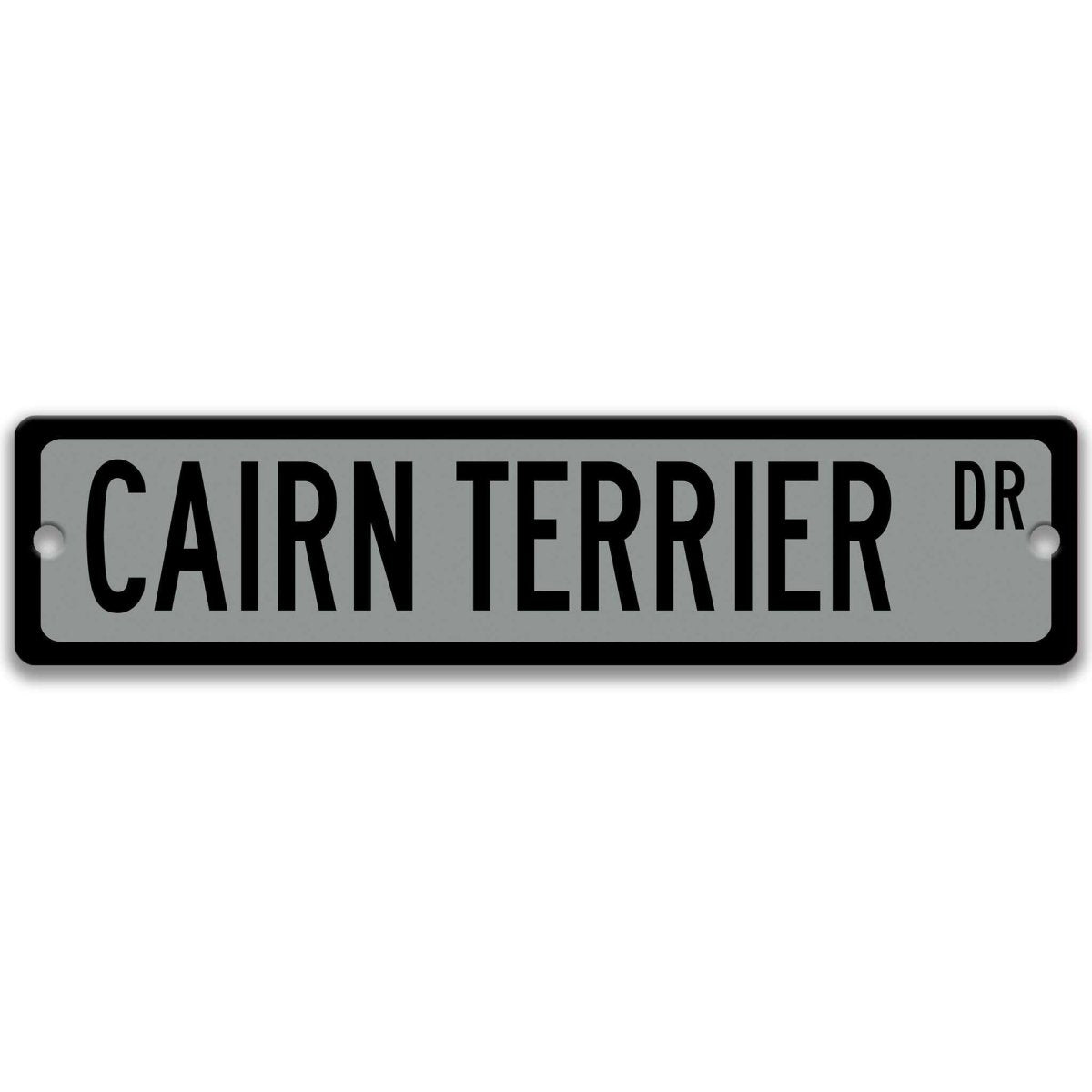 Red Cairn Terrier DR aluminum street sign with white lettering