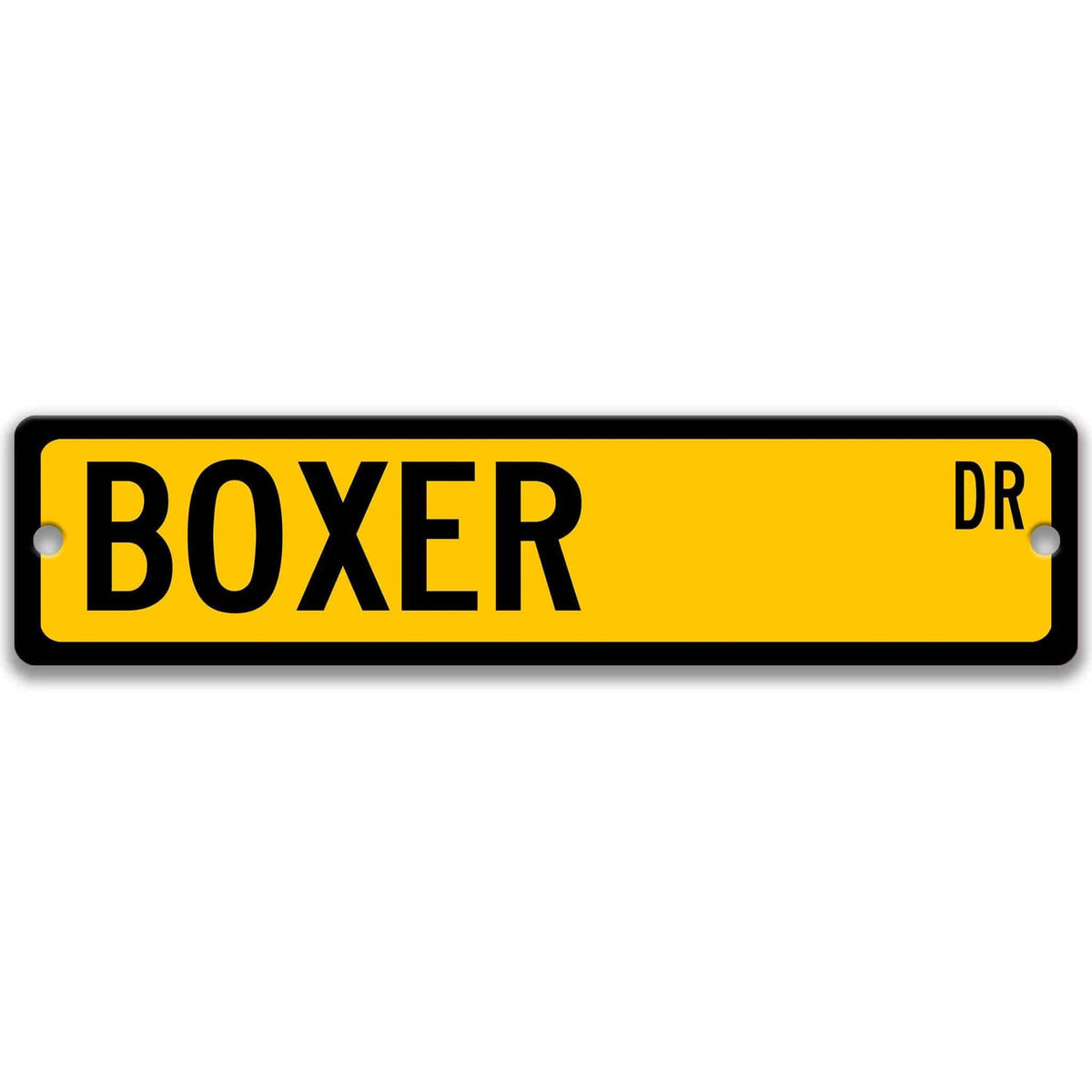 Black Boxer Dog DR aluminum street sign with white lettering