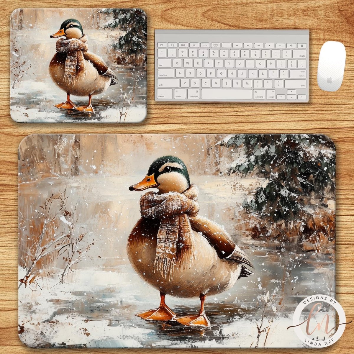 Winter Duck Mouse Pad & Desk Mat