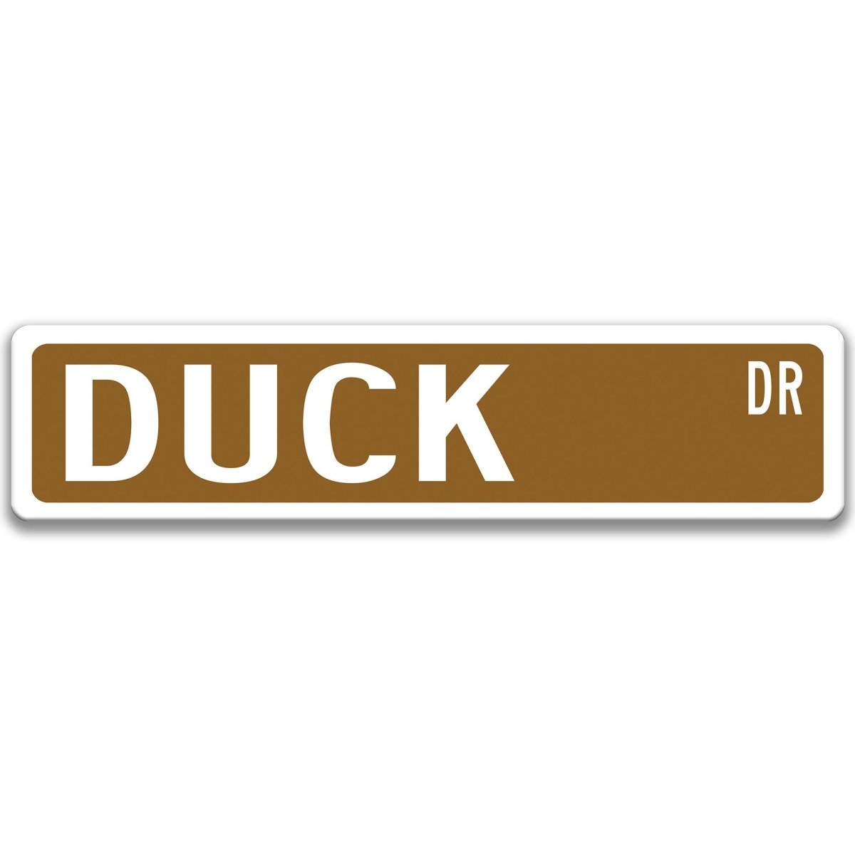 Duck metal street sign with black duck silhouette, customizable background color, heavy gauge aluminum