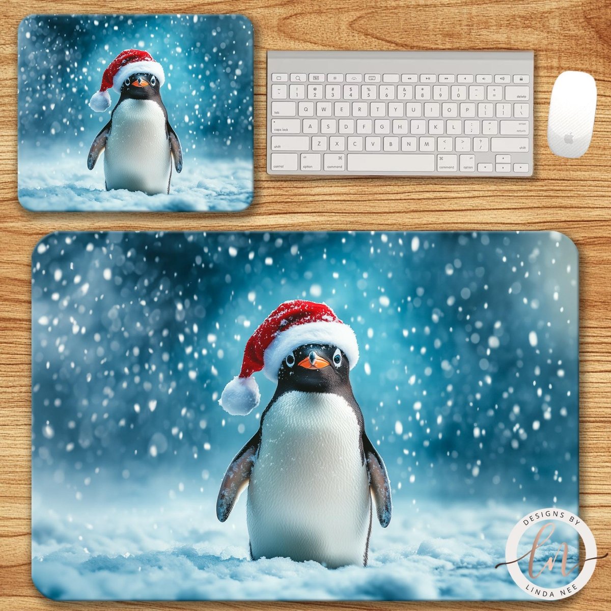 Cute Penguin Christmas Mouse Pad & Desk Mat