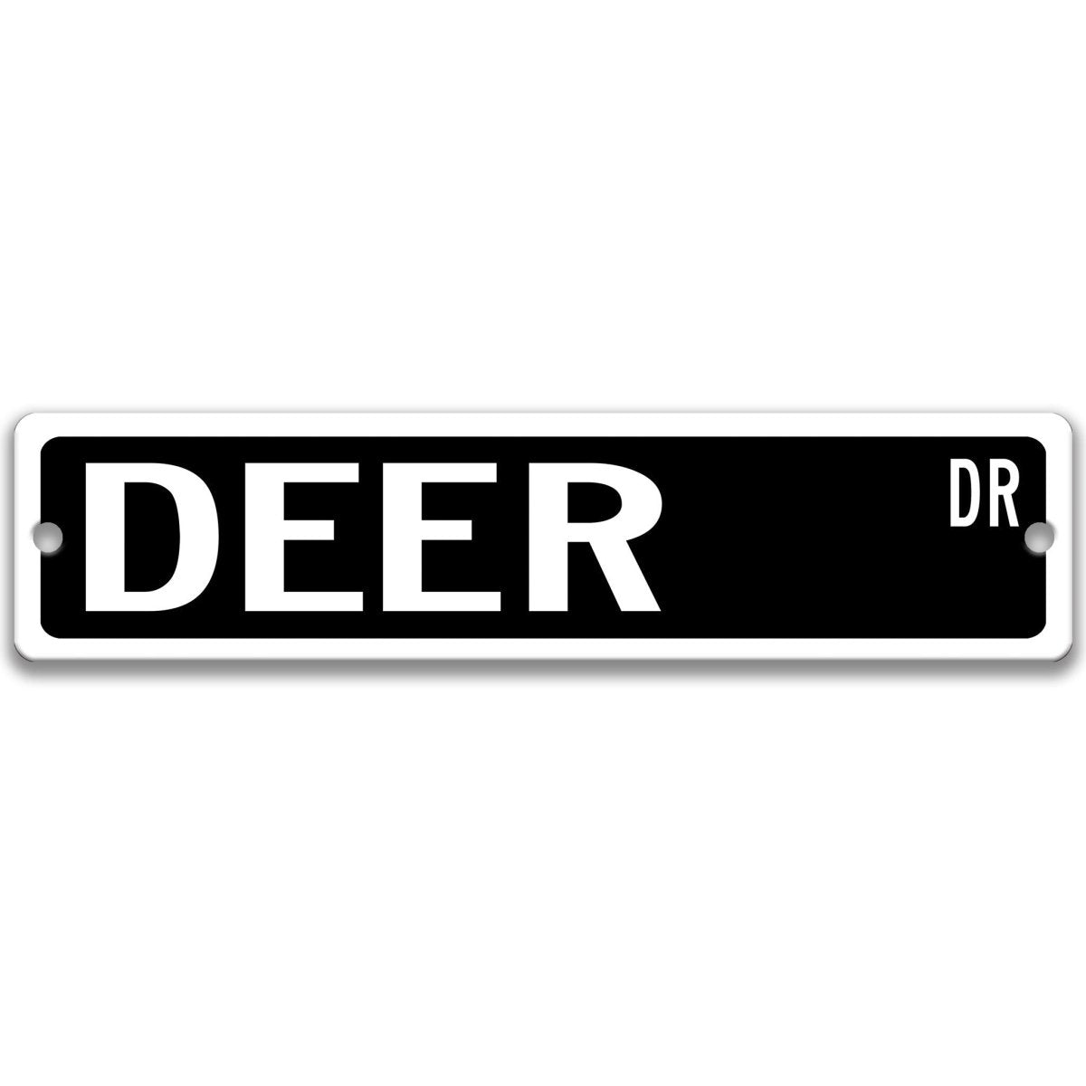 Deer metal street sign in black background