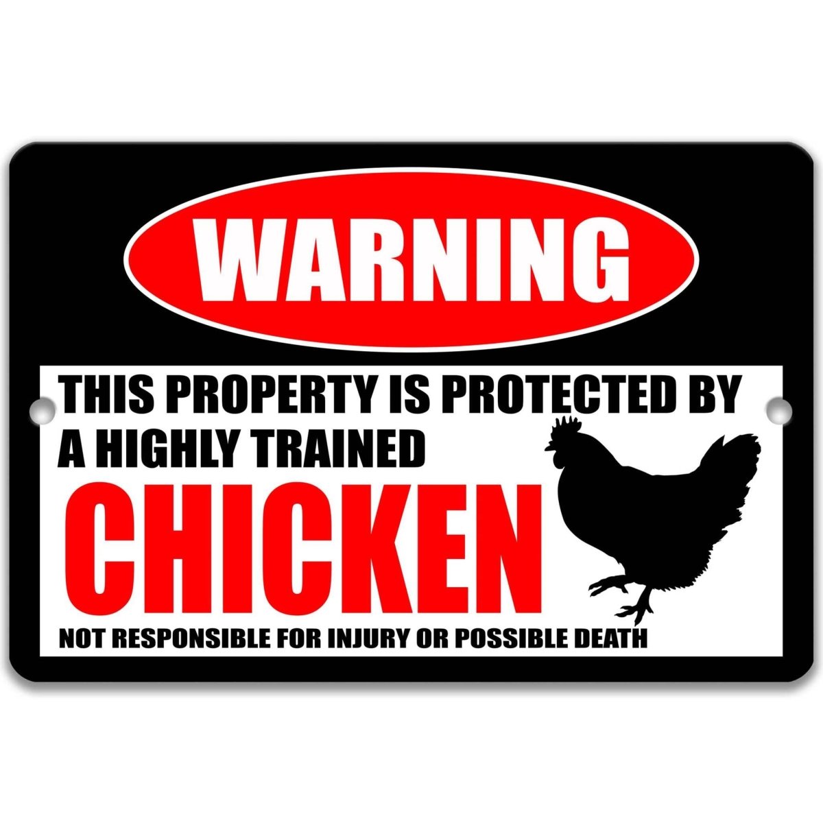 Funny Chicken Warning Metal Sign