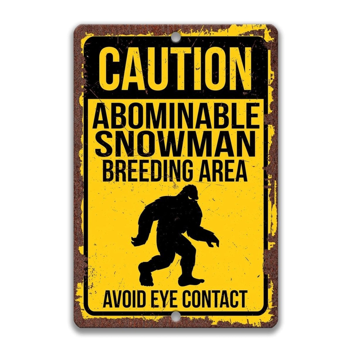 Caution Snowman Yard Area Metal Sign